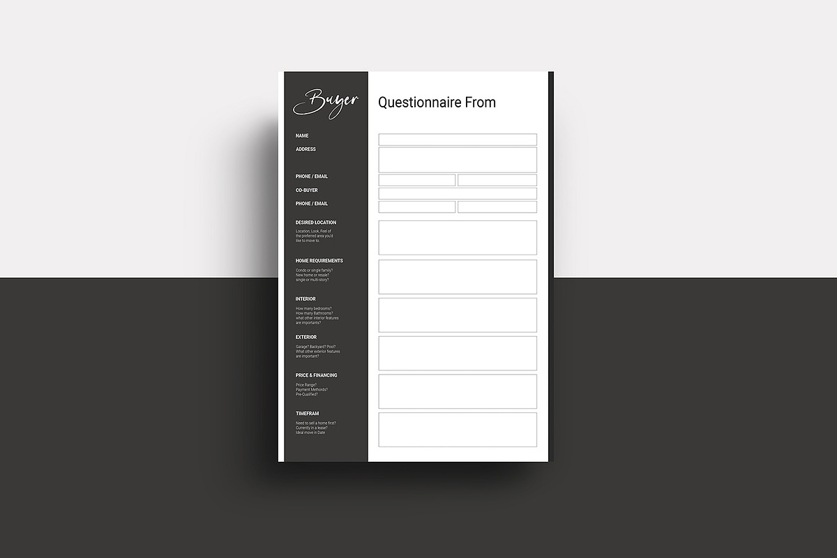 Buyer Questionnaire From, a Flyer Template by crazyOWL