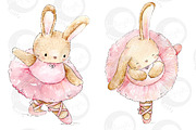Watercolor Ballerina Bunnies, an Illustration by Jen Digital Art (Thumbnail 4 of 6)