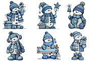 Christmas Blue Snowman Clipart, an Illustration by Dream Creation (Thumbnail 6 of 8)