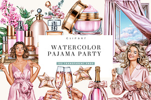 Watercolor Pajama Party Clipart, a Person Illustration by BusyDaydesign