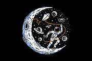 astronauts flying kites on the moon, a Person Illustration by gunaonedesign (Thumbnail 1 of 4)