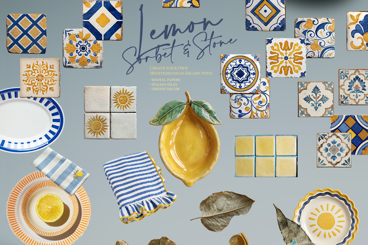 Lemon Sorbet - Amalfi digital papers, an Object Graphic by 60secondsArt (Photo 4 of 13)