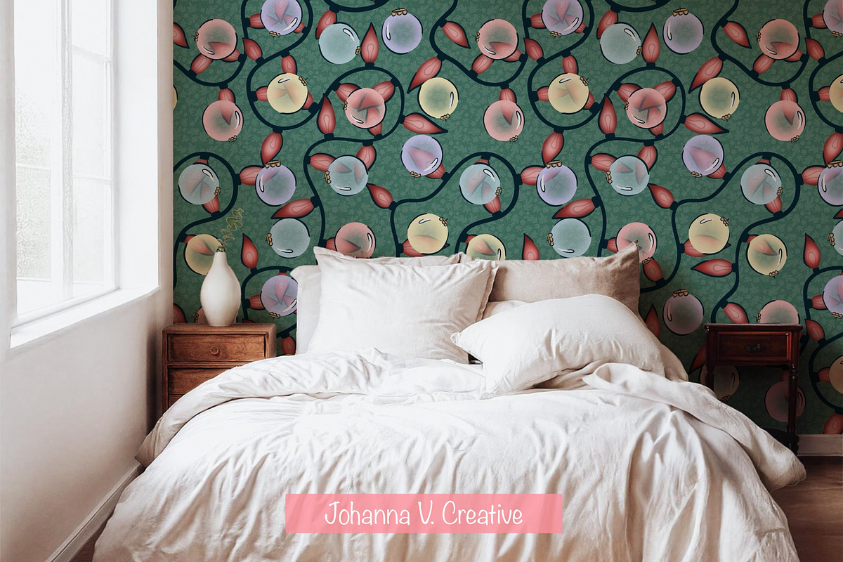 Christmas Ornaments & Lights Pattern, an Illustration by Johanna V. Creative (Photo 3 of 3)