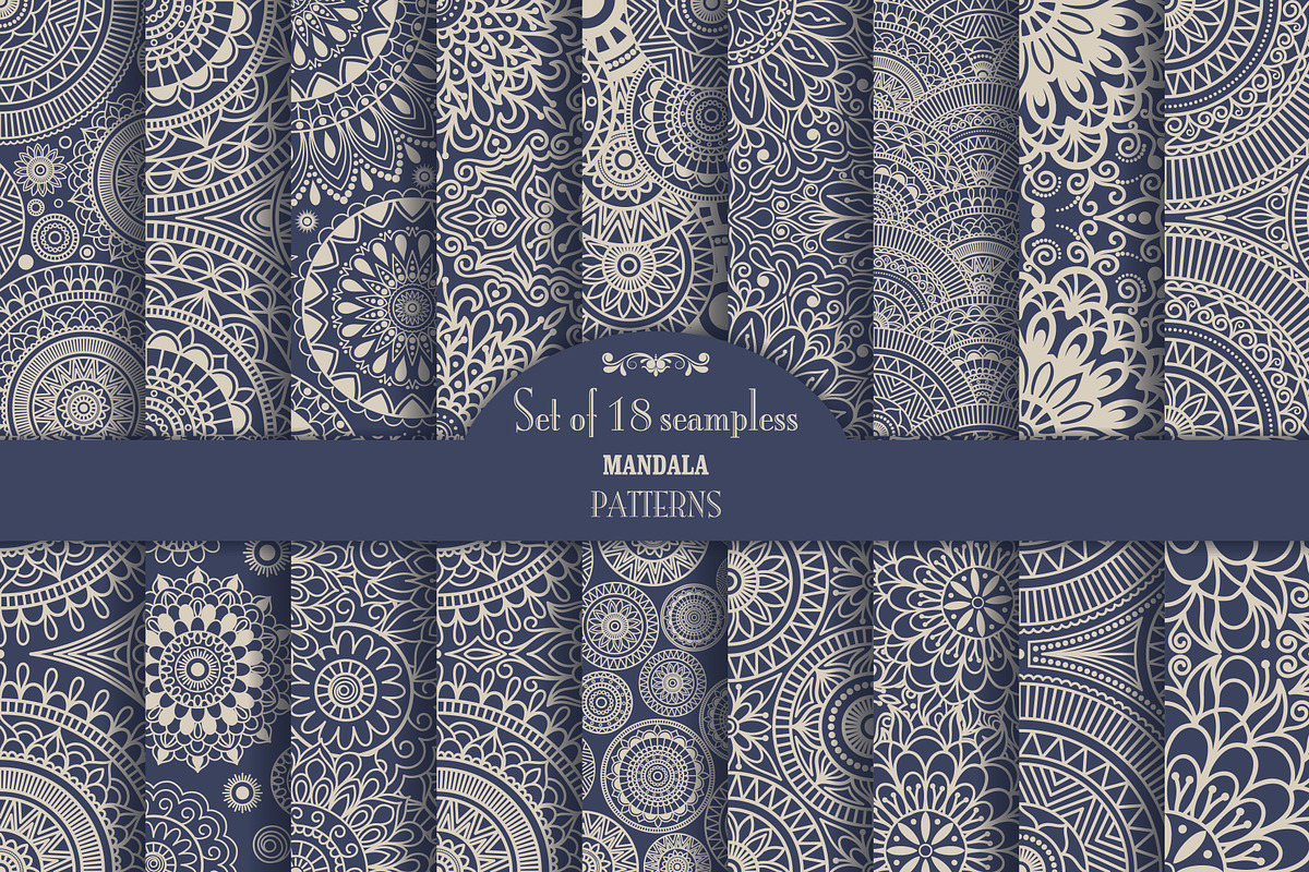 Set of 18 seamless pattern Mandala, a Pattern Graphic by NataLito (Photo 1 of 11)