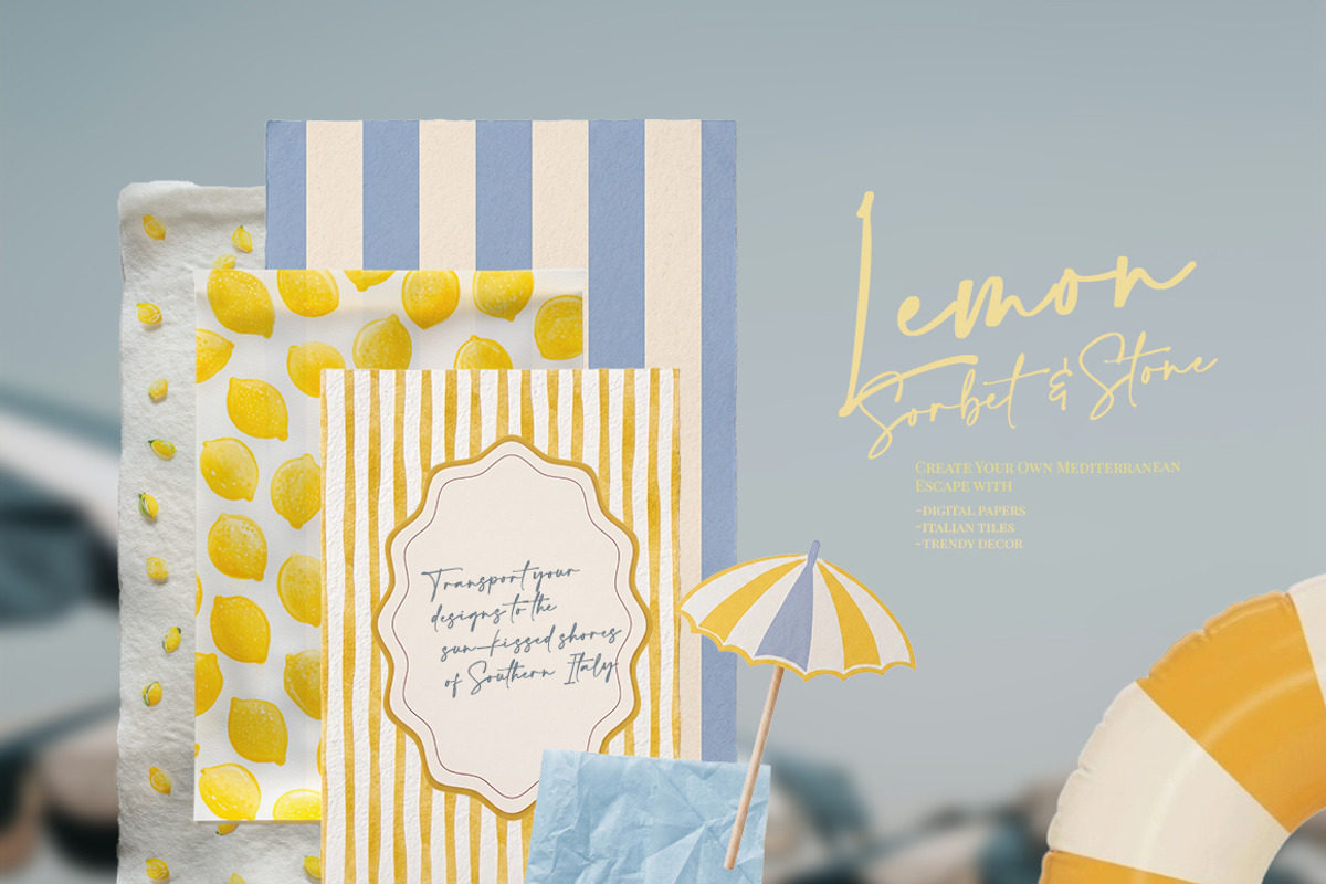 Lemon Sorbet - Amalfi digital papers, an Object Graphic by 60secondsArt (Photo 12 of 13)
