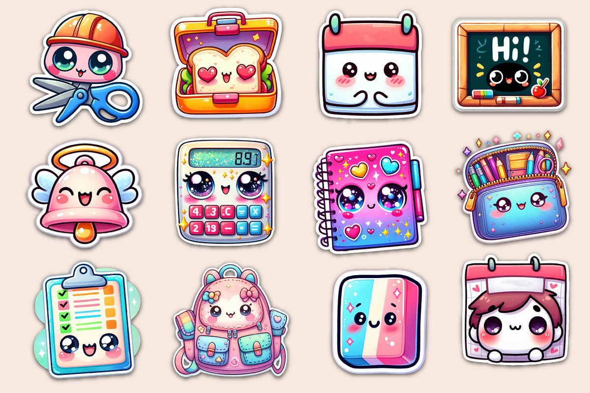 Kawaii School Sublimation Stickers, an Illustration by Dream Creation (Photo 6 of 6)