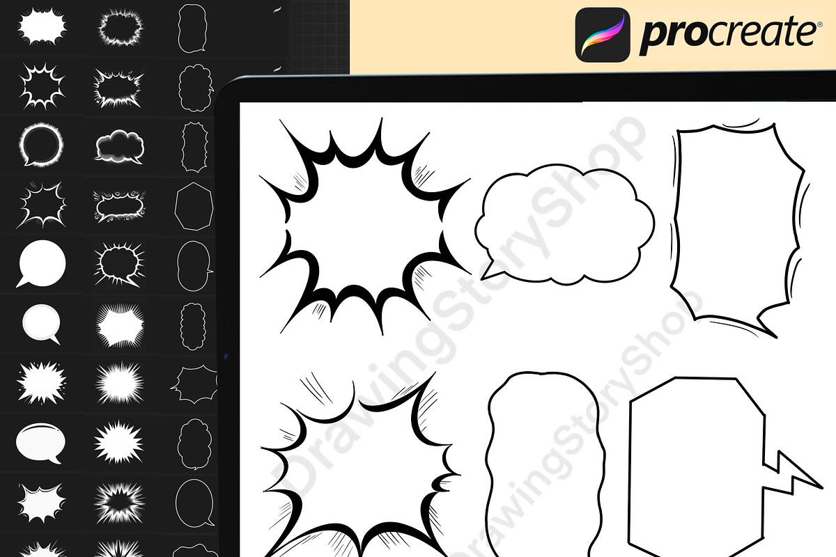300 Procreate Manga Comic Brush Set, a Brush Add-On by DrawingStoryShop (Photo 3 of 7)