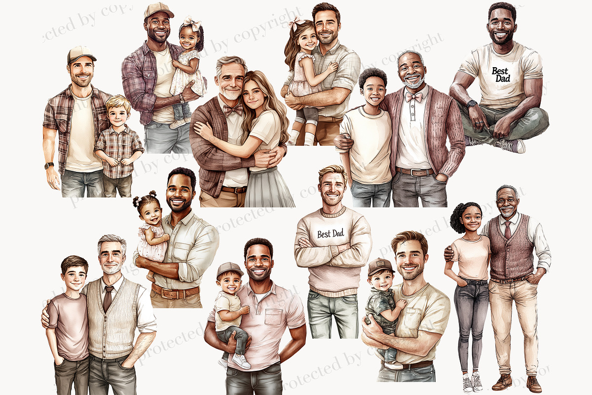 Fathers Day Clipart PNG, a Person Illustration by GlamArtZhanna (Photo 5 of 8)