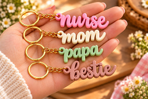 Mom Papa Nurse Bestie Keyring STL