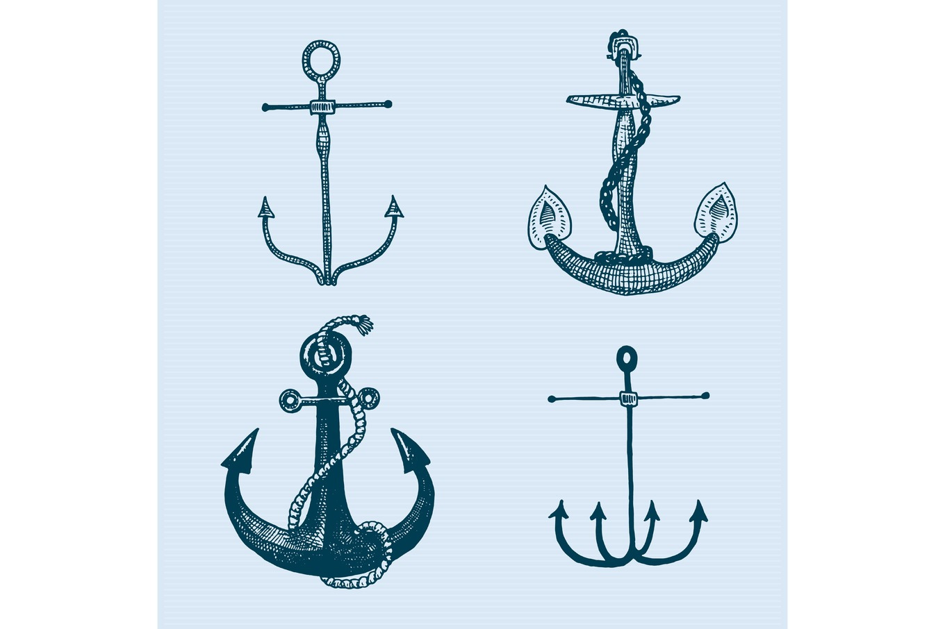Anchor engraved vintage in old hand drawn or tattoo style, drawing for ...