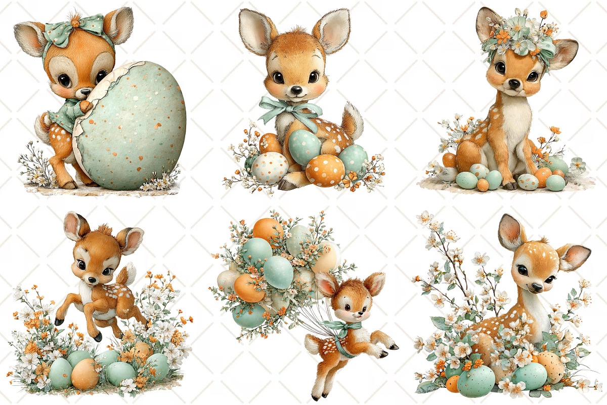 Whimsical Easter Deer Clipart, an Illustration by Black Bird Studio (Photo 4 of 5)