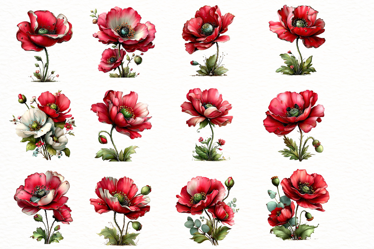 Whimsical spring poppy flower Clipar, an Illustration by Designworld (Photo 2 of 8)