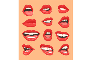 Red lips female collection. Women, a Person Illustration by the8monkey