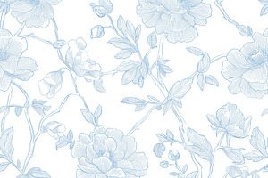 Seamless pattern repeat botanical floral design for wallpaper, f, a Pattern Graphic by Studio ANNA