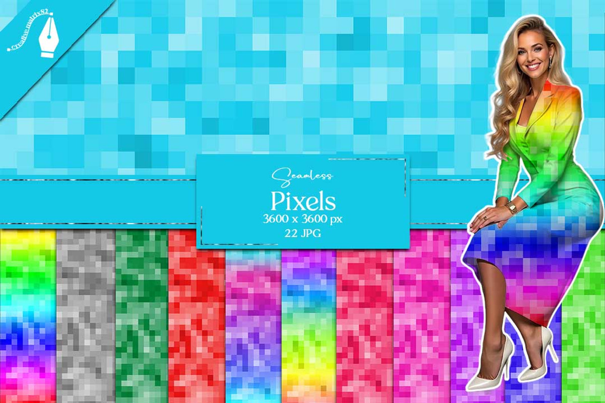 Pixelated Digital Paper, Pixels JPG, a Texture Graphic by Creative Matrix82 (Photo 1 of 6)