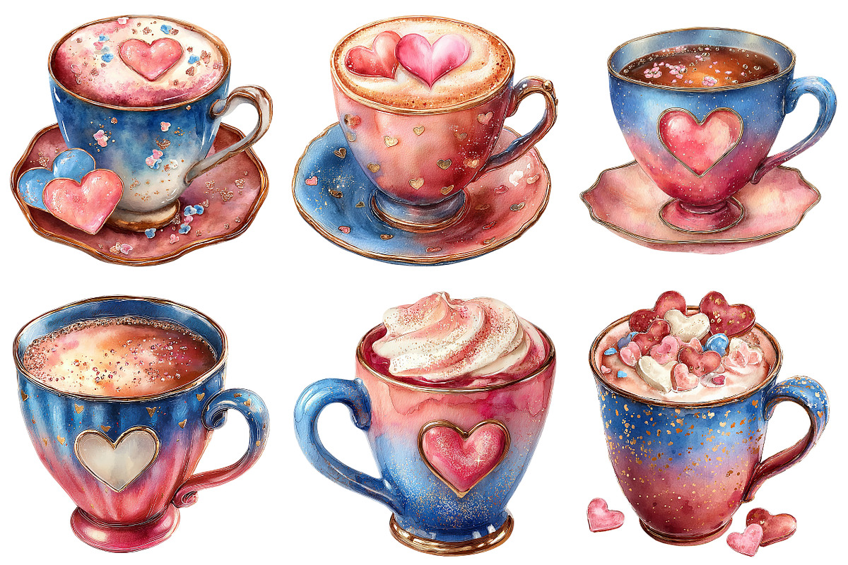 Valentines Coffee Cups Clipart, an Illustration by Craft Nest (Photo 8 of 9)