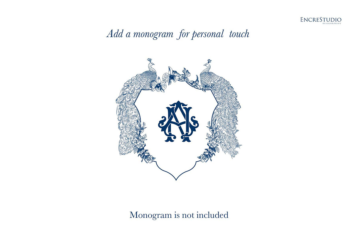 Peacocks Wedding Crest, a Decorative Illustration by Encre Studio (Photo 3 of 5)