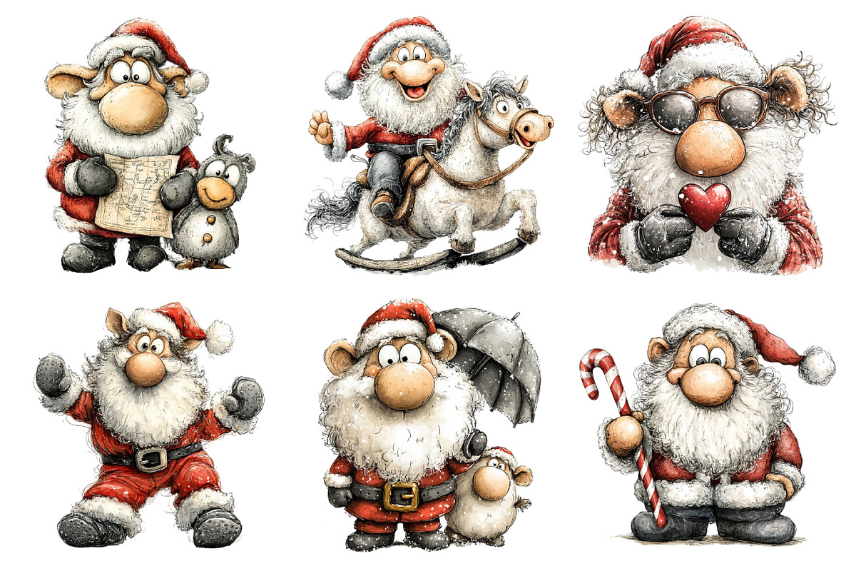 Whimsical Santa Claus Clipart, an Illustration by Daily.Designs (Photo 2 of 5)