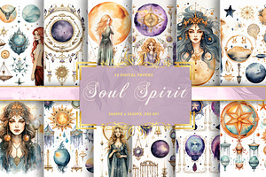 Boho Witchy Watercolor Crystal Tarot