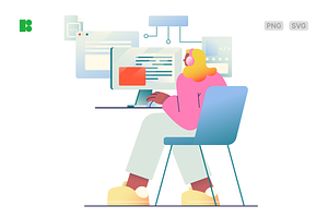 Woman programming, a Work Illustration by Icons8