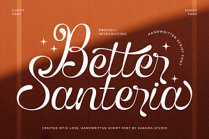 Better Santeria - Handwritten Script, a Script Font by Shakira Studio