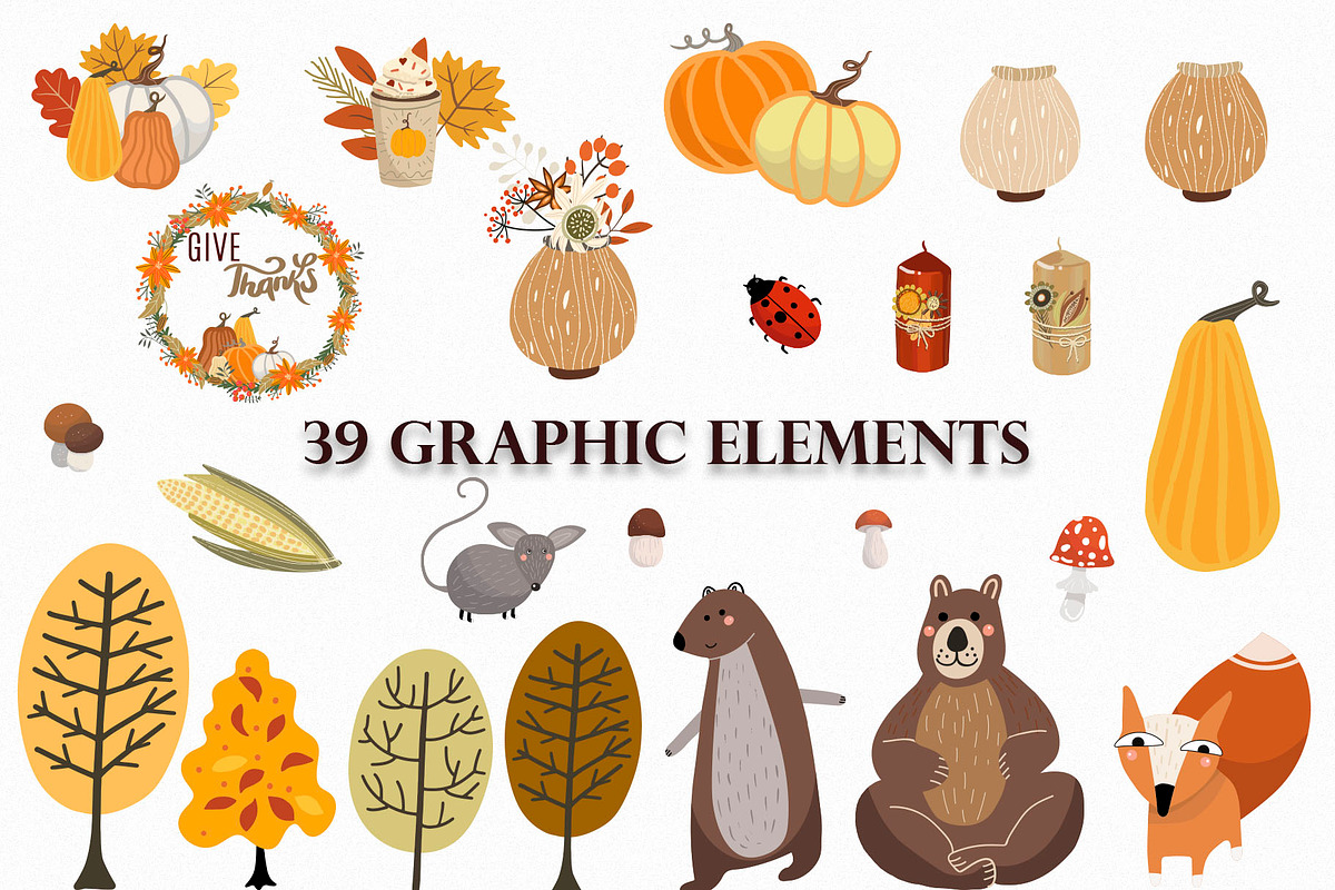 Thanksgiving frames and animals set, an Animal Illustration by NataLyaroArt (Photo 4 of 7)