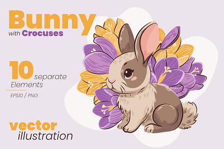 Bunny with Crocuses