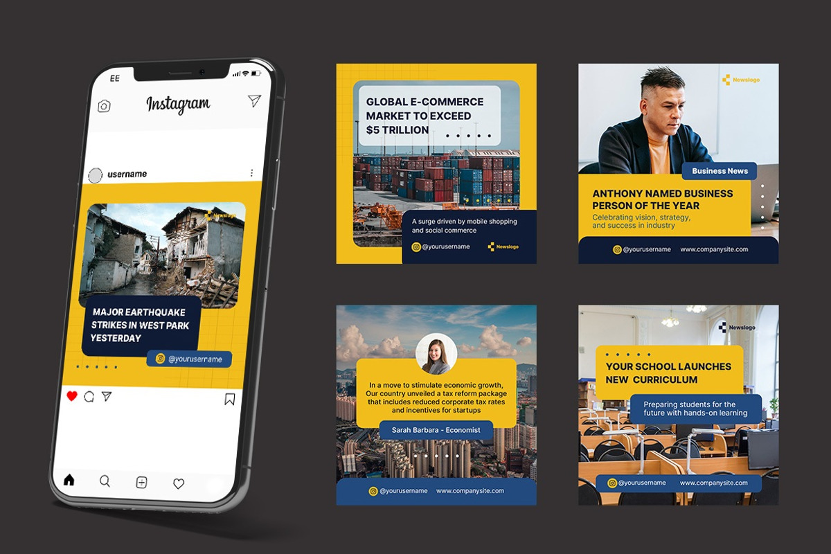 News Instagram Post Template, a Social Media Template by FDR Studio (Photo 4 of 4)