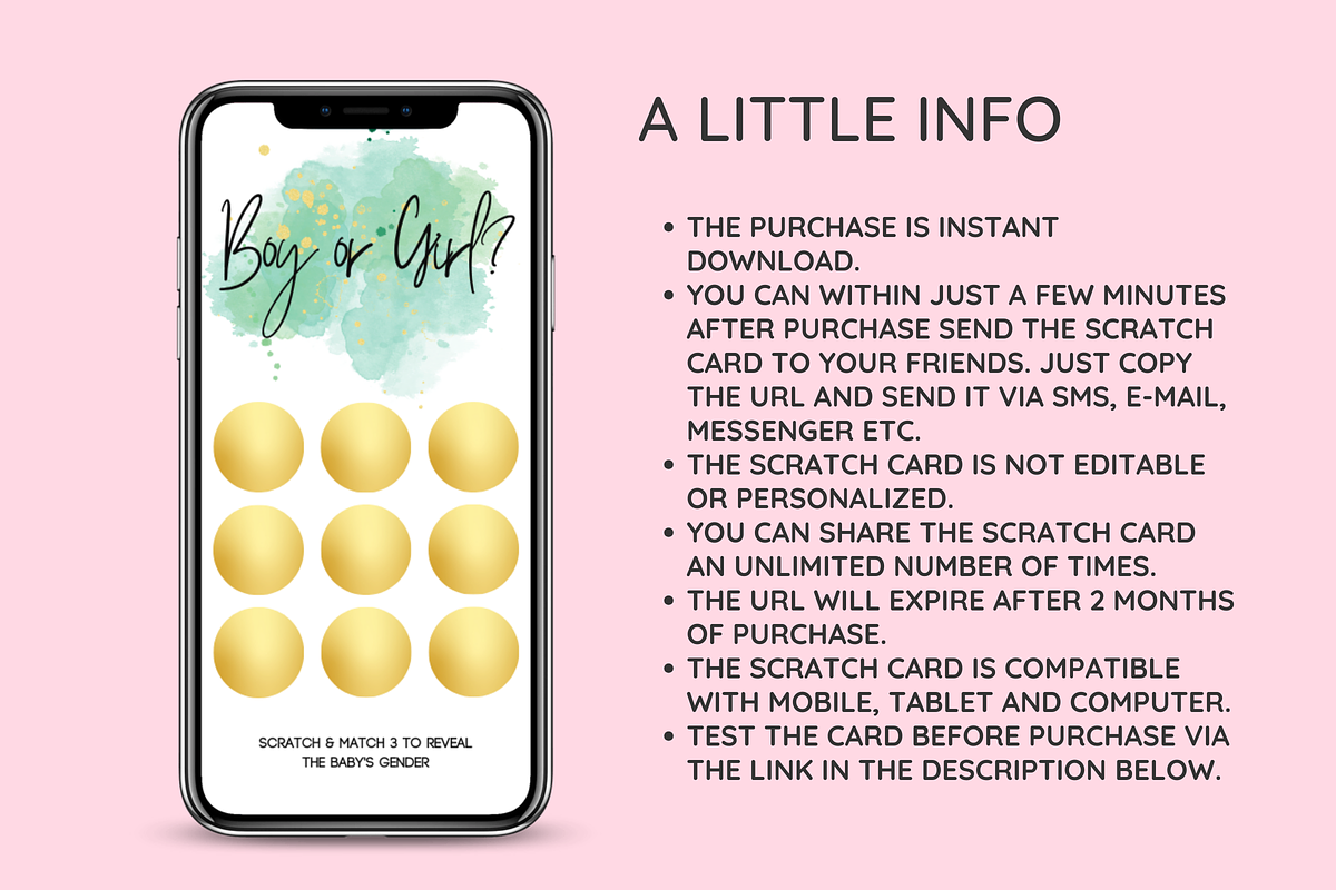 Girl Gender Reveal Scratch Card, an App Template by SunshineStudioBoutique (Photo 5 of 9)