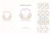 Pink Hydrangea Watercolor Crest, a Decorative Illustration by LABFcreations (Thumbnail 4 of 4)