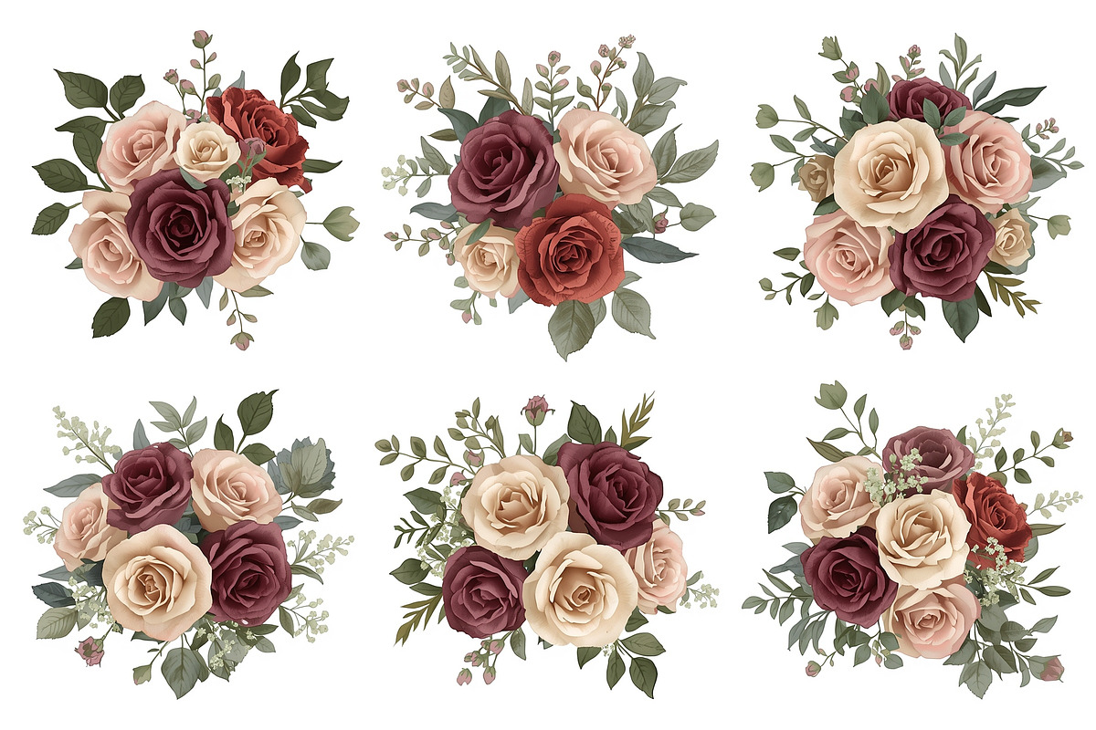 Elegant cream, pink floral clipart, an Illustration by Amazin_art (Photo 3 of 5)