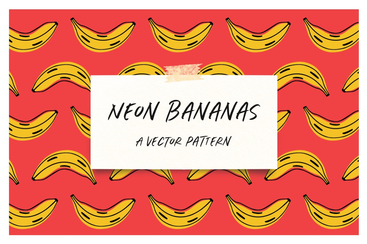 Neon Bananas Repeat Vector Pattern, a Pattern Graphic by K McCormack Designs (Photo 1 of 4)