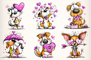 Quirky Valentines Dogs Clipart, an Illustration by Dream Creation (Thumbnail 2 of 6)