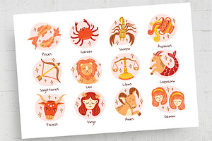 12 Zodiac Signs Illustration Set, an Illustration by DesignerCandies