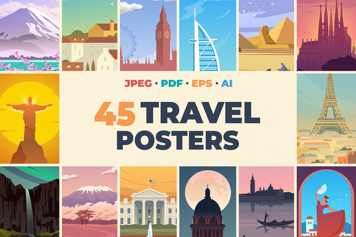 Travel Posters Collection., an Illustration by Red Monkey (Photo 1 of 8)