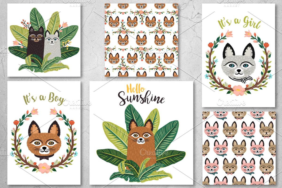 Big Meow Set. Cute Cats Prints, an Animal Illustration by Dasha_D (Photo 8 of 9)