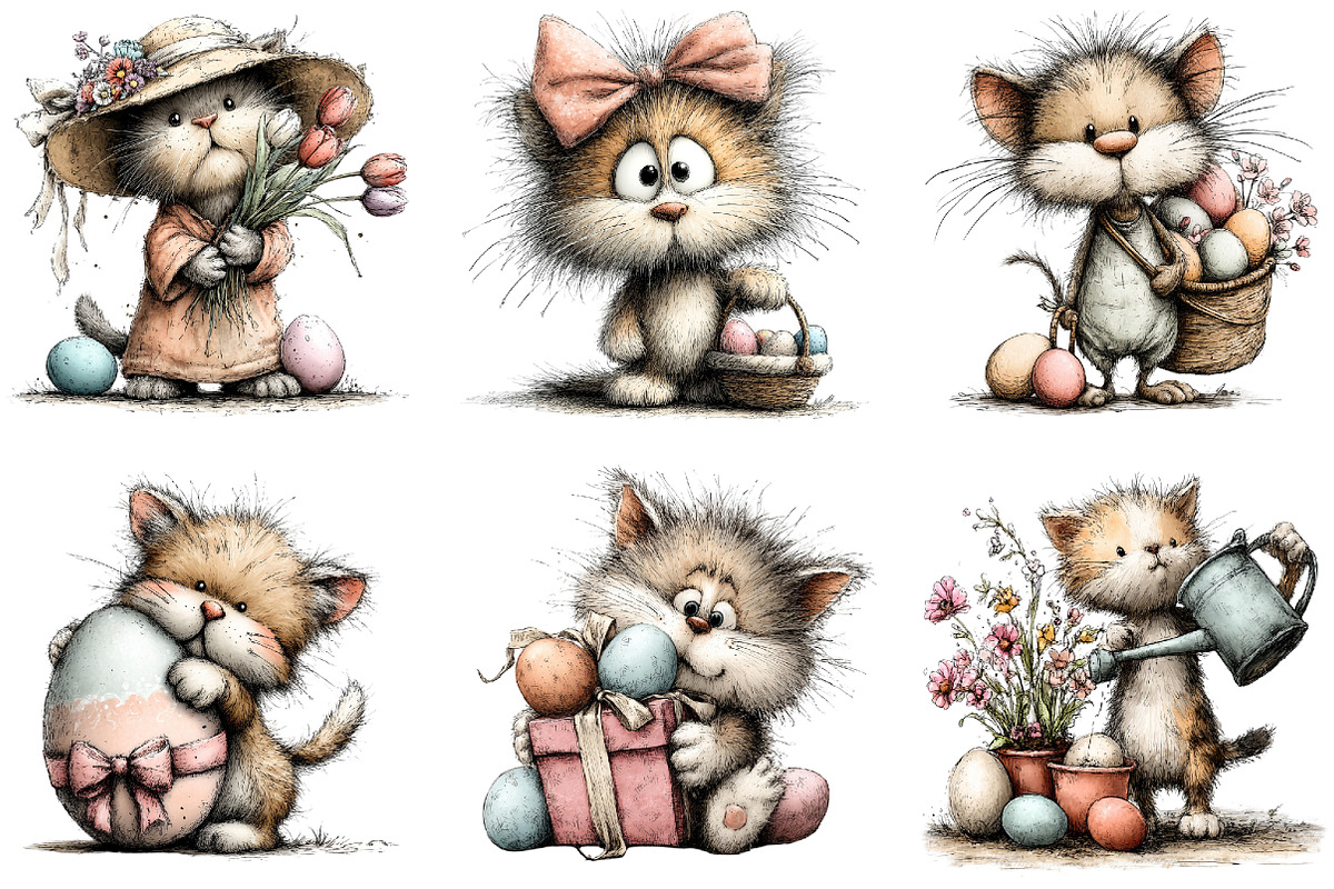 Whimsical Easter Cat Clipart, an Illustration by Sublimation Artist (Photo 6 of 7)