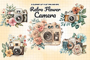 Watercolor Retro Flower Camera, an Illustration by Gemstone (Thumbnail 1 of 6)