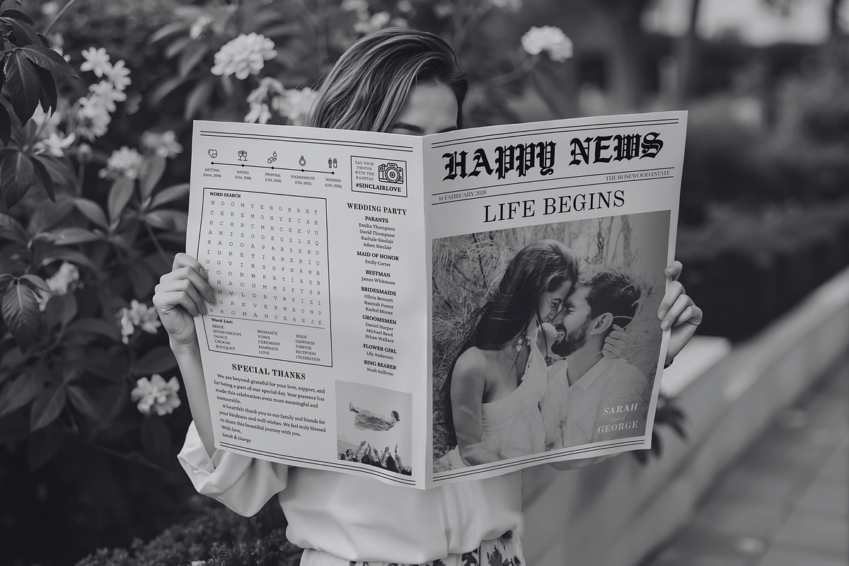 Newspaper Wedding Template, an Invitation Template by ZoloDesignHub (Photo 5 of 9)