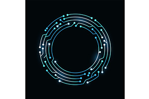 Circuit board circle frame, a Technology Illustration by Things for designers