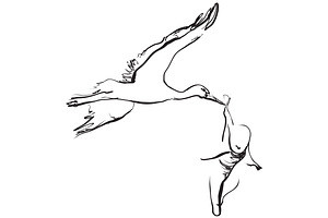 Stork With Newborn Baby. Sketching