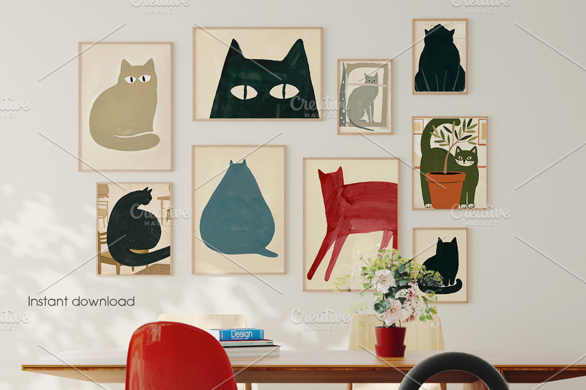 Cats, printable illustrations, an Animal Illustration by MixedArt (Photo 7 of 12)