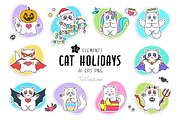 Cat Holidays Clipart Collection, an Illustration by TaniCreatures (Thumbnail 1 of 10)
