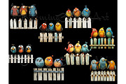97 Quirky Birds on a Fence Clipart, an Animal Illustration by Art Paradise Studios (Thumbnail 8 of 9)