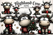 Christmas Highland Cow Clipart, an Illustration by Dream Creation (Thumbnail 1 of 7)