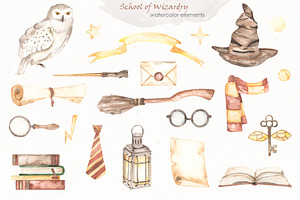 School Of Wizardry Watercolor