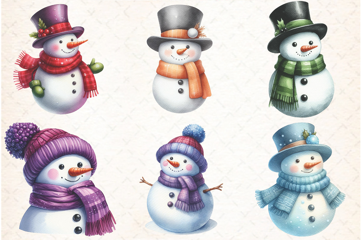 Christmas Snowman Clipart, an Illustration by Libby Wishes (Photo 4 of 8)
