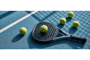 Padel Racket and Yellow Balls on, a Sports & Recreation Photo by piter.goskov