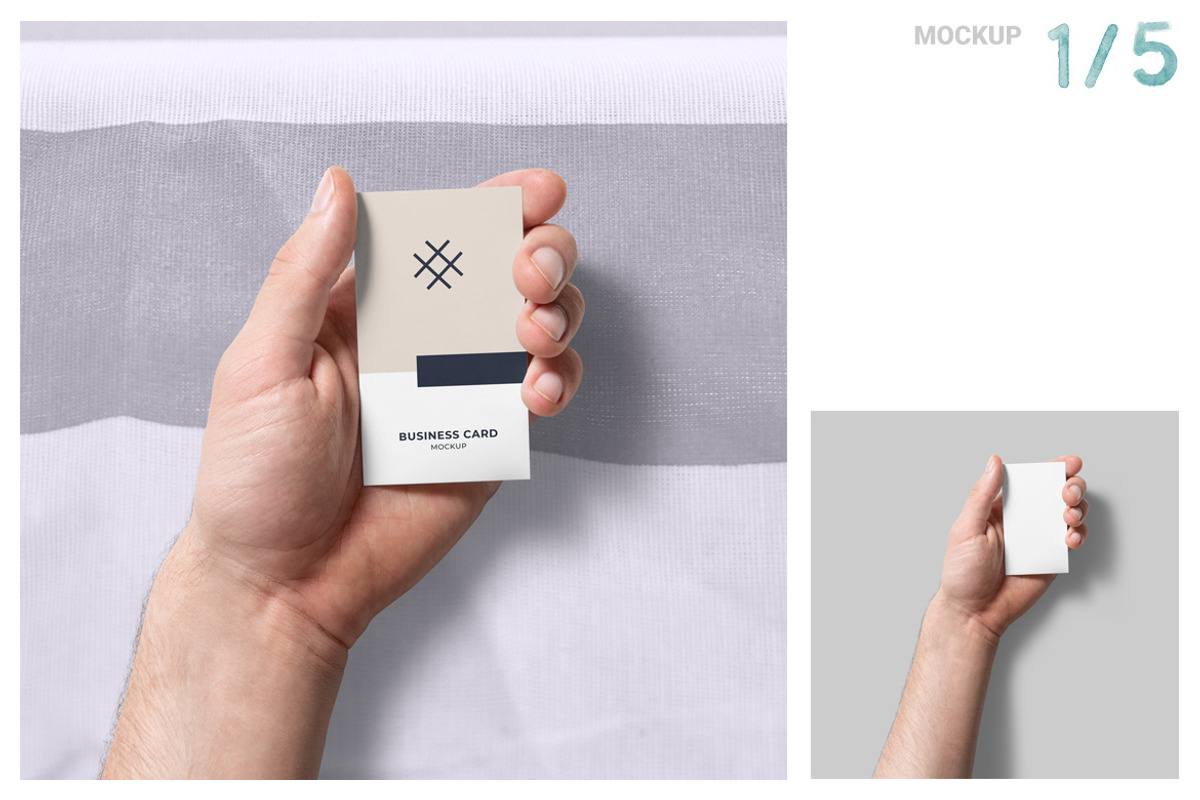 5 Handheld Business Card Mockups, a Print Template by h3design (Photo 3 of 7)
