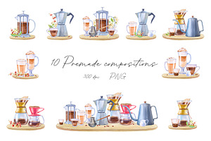 Coffee Stories - Watercolor Clipart